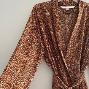 Victoria's Secret Leopard Print Kimono Robe One Size Animal Sheer Lingerie